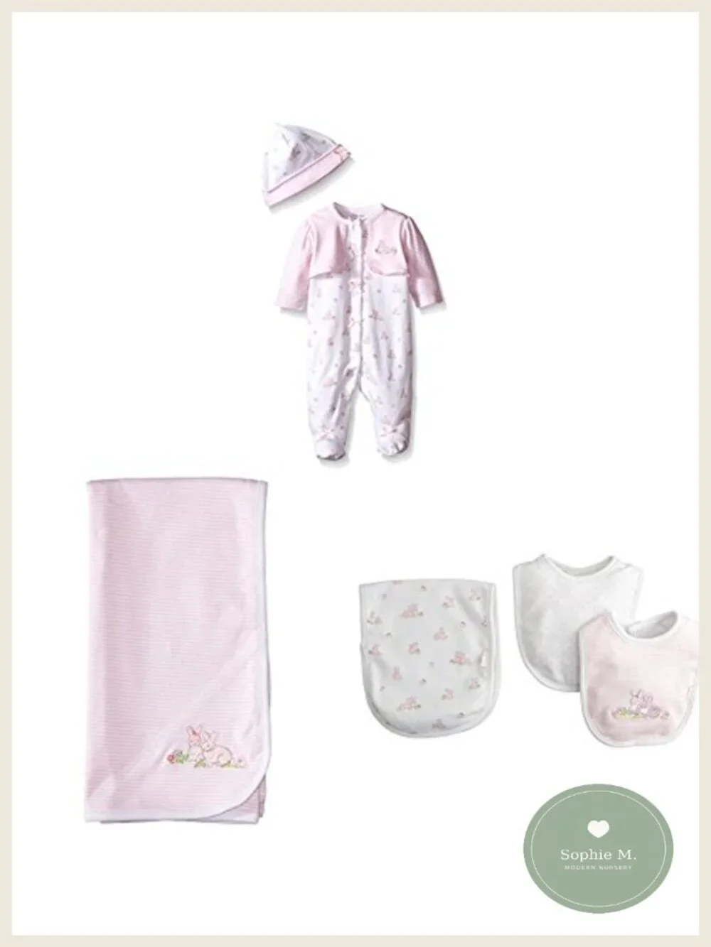 Newborn Cotton Footie Bodysuit Blanket Bib Gift Set
